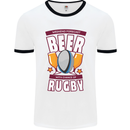 Weekend Forecast Beer Alcohol Rugby Funny Mens White Ringer T-Shirt White/Black