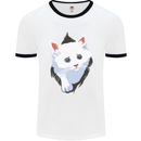A Cat Rip Mens White Ringer T-Shirt White/Black