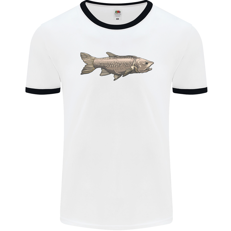 A Bolan Fish Fishing Fisherman Mens White Ringer T-Shirt White/Black