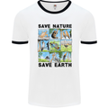 Save Nature Save Earth Ecology Environment Mens White Ringer T-Shirt White/Black