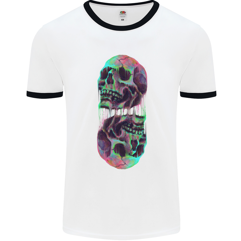 Synthesize Skulls Mens White Ringer T-Shirt White/Black