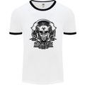 Apocalyptic Survival Skull Gamer Gaming Mens White Ringer T-Shirt White/Black