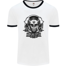 Apocalyptic Survival Skull Gamer Gaming Mens White Ringer T-Shirt White/Black