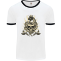 Tattoo Skull Snake Tattooist Biker Gothic Mens White Ringer T-Shirt White/Black