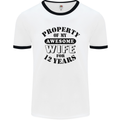 12th Wedding Anniversary 12 Year Funny Wife Mens Ringer T-Shirt White/Black