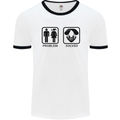 Problem Solved Skydive Freefall Paras Mens White Ringer T-Shirt White/Black