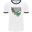Christmas Velociraptors are Faster Dinosaur Mens White Ringer T-Shirt White/Black