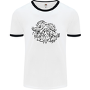Vikings Valknut Symbol With Ravens Mens White Ringer T-Shirt White/Black