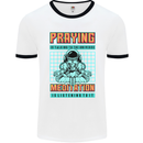 Praying and Meditation Space Universe Yoga Mens White Ringer T-Shirt White/Black