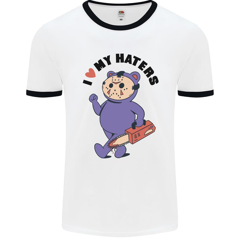 I Love My Haters Funny Halloween Mens Ringer T-Shirt White/Black