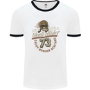 Skull Rider Motorcycle Biker Motorbike Mens White Ringer T-Shirt White/Black