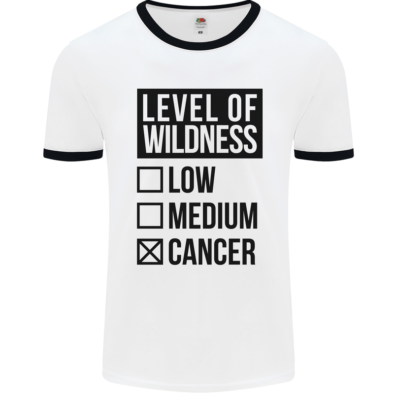 Levels of Wildness Cancer Mens White Ringer T-Shirt White/Black