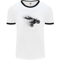 Abstract Motocross Rider Dirt Bike Mens White Ringer T-Shirt White/Black