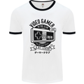 Video Gamer Retro Club Gaming Mens White Ringer T-Shirt White/Black