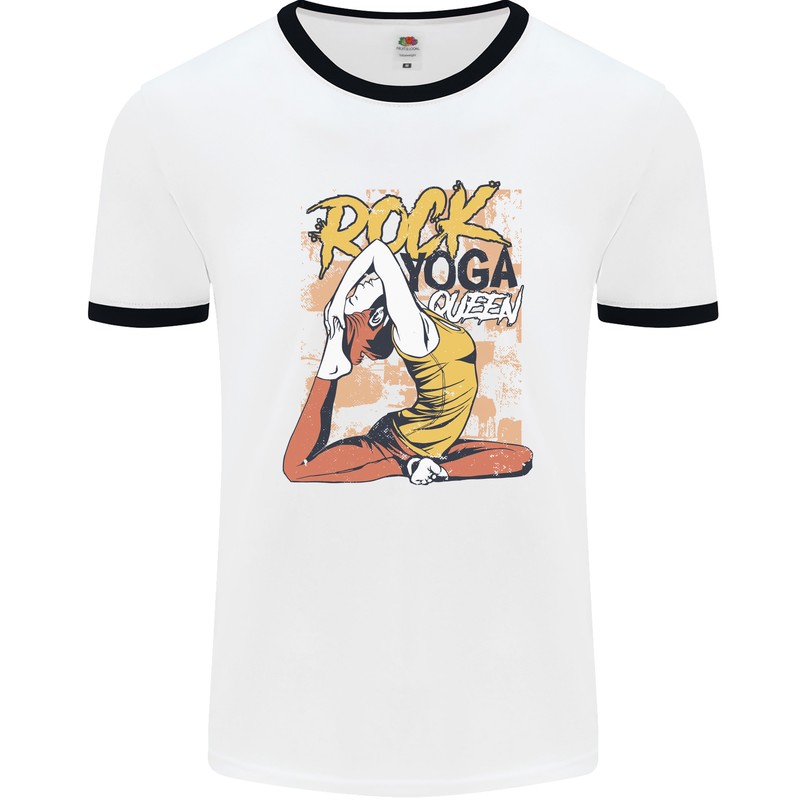 Rock Yoga Queen Mens Ringer T-Shirt White/Black