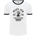 Micks Gym Training Boxing Boxer Box Mens White Ringer T-Shirt White/Black