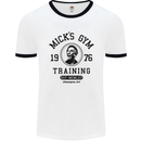 Micks Gym Training Boxing Boxer Box Mens White Ringer T-Shirt White/Black