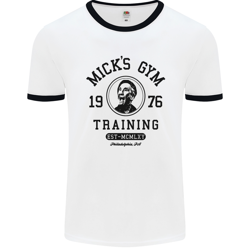 Micks Gym Training Boxing Boxer Box Mens White Ringer T-Shirt White/Black