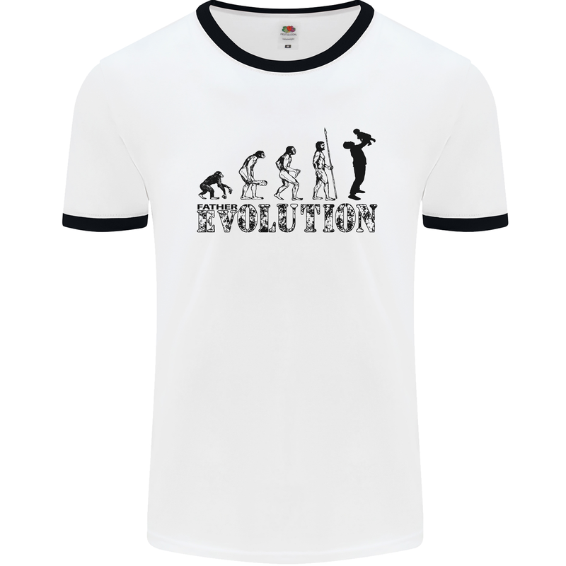 Father And Son Evolution Father's Day Dad Mens White Ringer T-Shirt White/Black