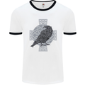 Odin Celtic Raven Viking Tattoo Cross Runic Mens White Ringer T-Shirt White/Black