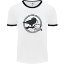 Viking Crow Celtic Norse Valhalla Odin Thor Mens White Ringer T-Shirt White/Black
