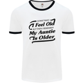 My Auntie is Older 30th 40th 50th Birthday Mens White Ringer T-Shirt White/Black