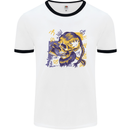 Viking Symbols Skull Mens Ringer T-Shirt White/Black