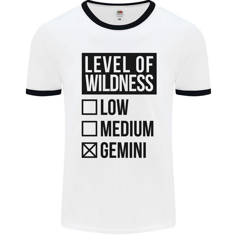 Levels of Wildness Gemini Mens White Ringer T-Shirt White/Black