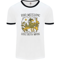 Bird Watching Goes Both Ways Funny Mens Ringer T-Shirt White/Black