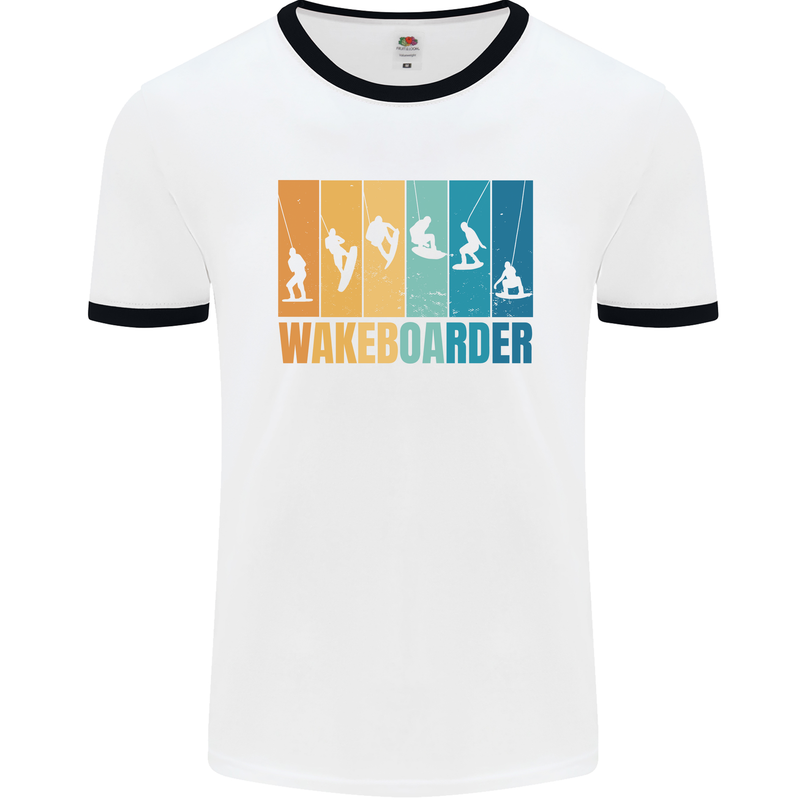 Wakeboarder Water Sports Wakeboarding Mens White Ringer T-Shirt White/Black