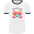 Golf See You at Hole Funny 19th Hole Beer Mens White Ringer T-Shirt White/Black