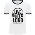 Live Life Loud Rock n Roll Guitar Music Mens Ringer T-Shirt White/Black