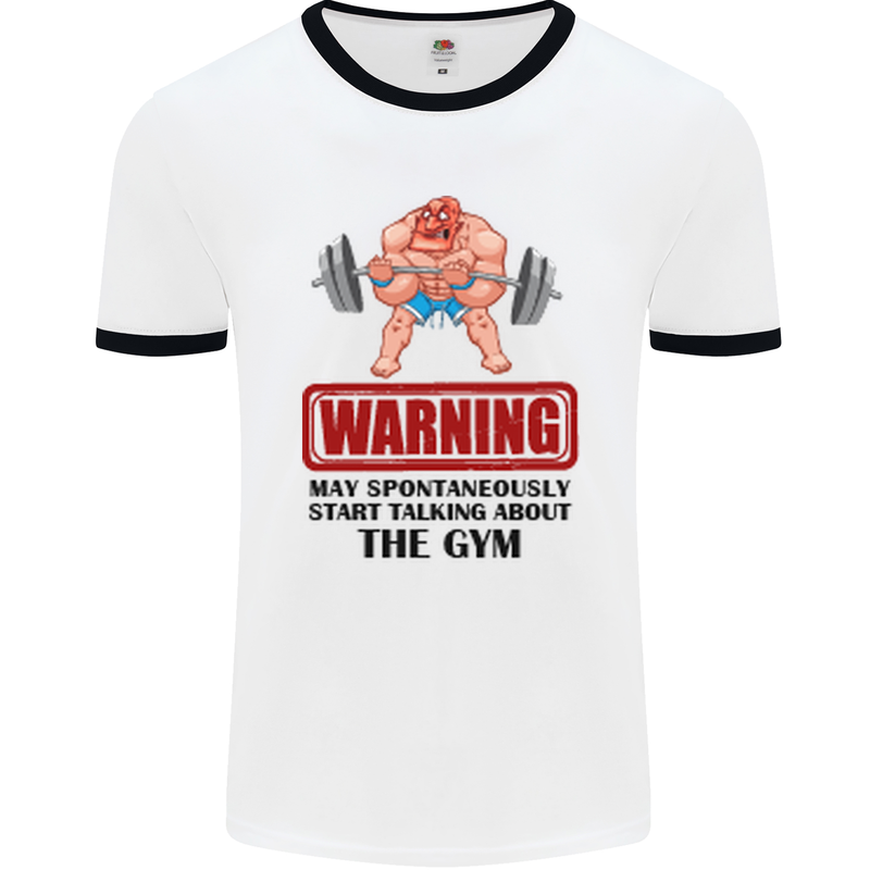 Gym May Start Talking About Mens White Ringer T-Shirt White/Black