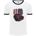 American Labrador USA Flag Dog Mens Ringer T-Shirt White/Black