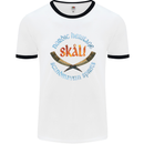 Skal The Vikings Alcohol Beer Nordic Odin Mens White Ringer T-Shirt White/Black