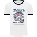 Motorcycle Legend Biker Motorcycle Chopper Mens White Ringer T-Shirt White/Black