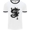 Ink Dragon Tattoo Mens White Ringer T-Shirt White/Black