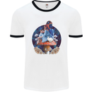 Trippy Alice Magic Mushrooms LSD Mens Ringer T-Shirt White/Black
