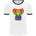 LGBT Elephant Gay Pride Day Awareness Mens White Ringer T-Shirt White/Black