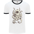 Steampunk Octopus Kraken Cthulhu Mens White Ringer T-Shirt White/Black