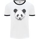 A Panda Bear Face Mens White Ringer T-Shirt White/Black
