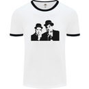 Dick and Doof Aka Laurel & Hardy Mens White Ringer T-Shirt White/Black