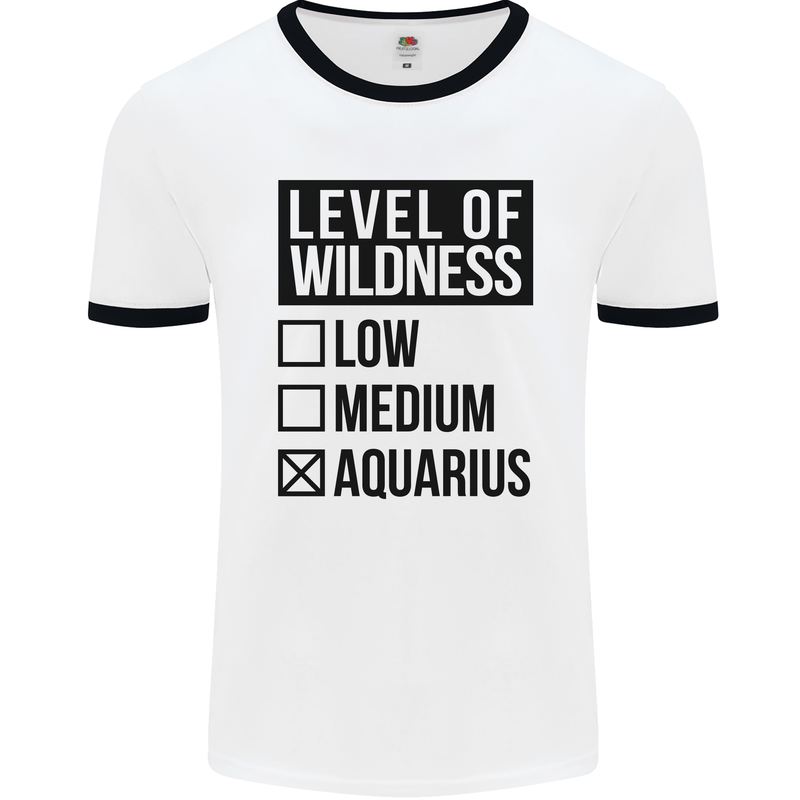 Levels of Wildness Aquarius Mens White Ringer T-Shirt White/Black