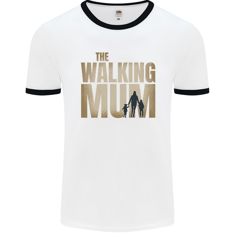 The Walking Mum Funny Mothers Day Mummy Mens White Ringer T-Shirt White/Black