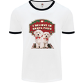 Christmas Maltese Funny Santa Paws Xmas Mens White Ringer T-Shirt White/Black