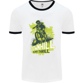 Downhill Mountain Biking My Thrill Cycling Mens White Ringer T-Shirt White/Black