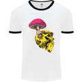 Mushroom Skull Toadstool Magic Gothic Mens White Ringer T-Shirt White/Black