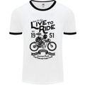 Live to Ride Motorbike Motorcycle Biker Mens White Ringer T-Shirt White/Black