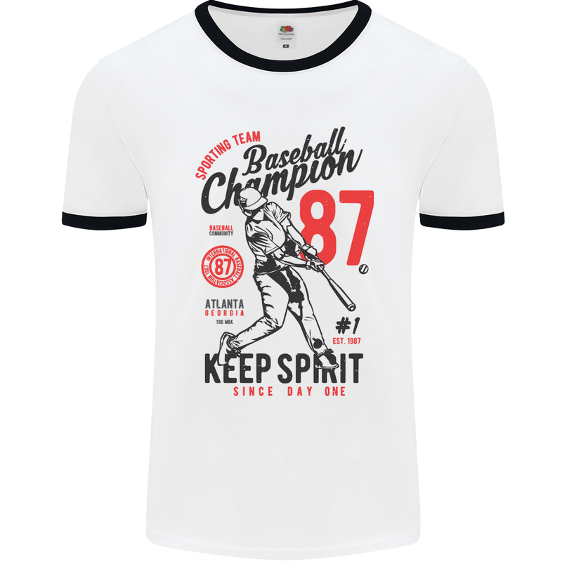 Baseball Champion Player Mens White Ringer T-Shirt White/Black