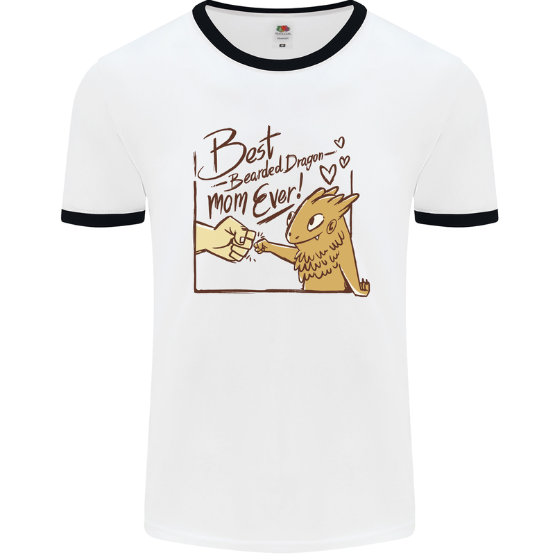 Best Bearded Dragon Mom Ever Mens Ringer T-Shirt White/Black